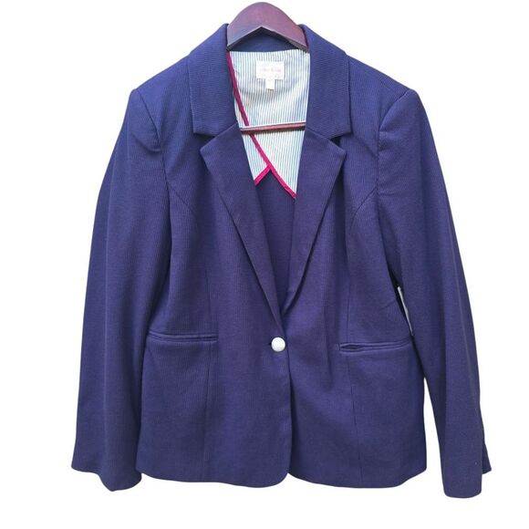 Riley & Rae NWT Preppy Navy Blue Harlow Striped Lining Blazer‎ Jacket Size XL - Picture 2 of 10